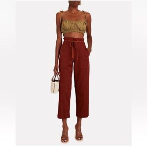 A.L.C Augusta Belted Paperbag Cargo Pants in Rust HIGH WAISTED